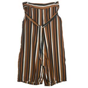 Potter’s Pot Wm’s Sz Lrg Striped Tie Waist Wide Leg Cropped Pant